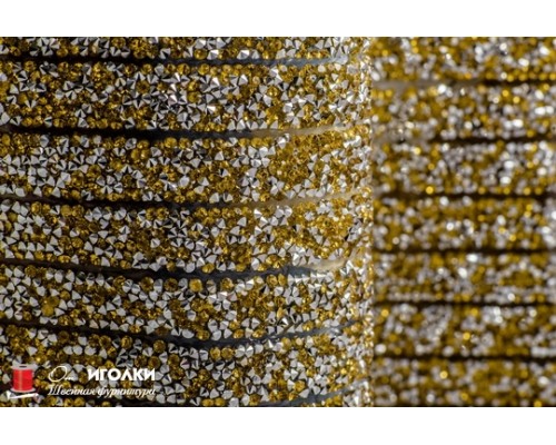 Стразы термоклеевые на листе (полотно из страз) разм.38х24 см арт.10165 цв.золото уп.1 шт